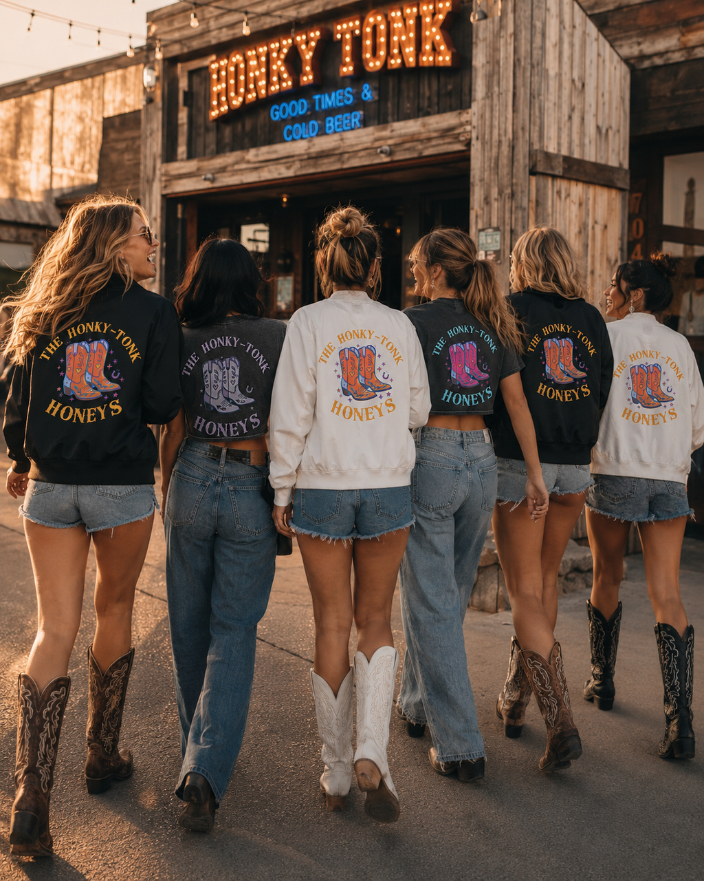 The Honky-Tonk Honeys Faded Crop Tee W&B