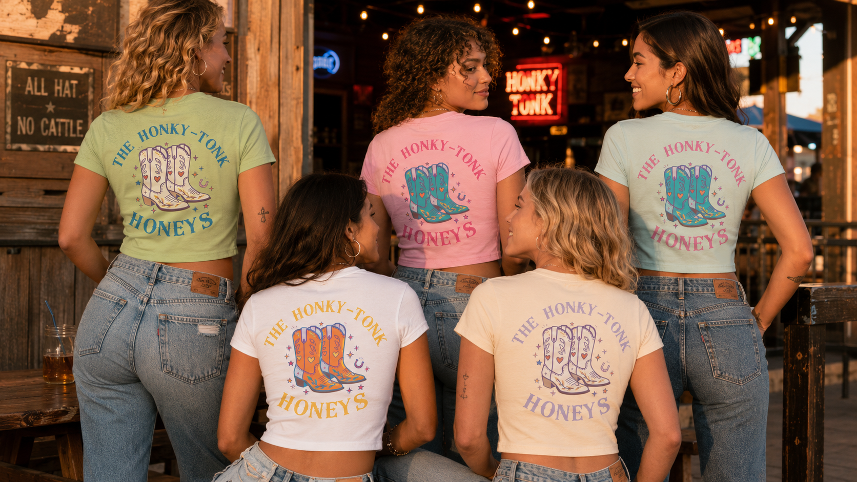 The Honky-Tonk Honeys Cropped Tee | Nashville Bachelorette Shirt O&Y